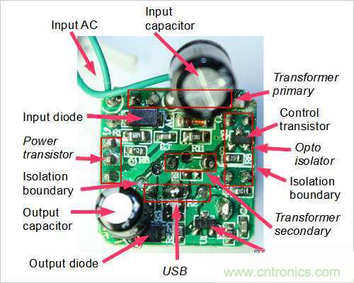山寨充電器芯片元件示意圖