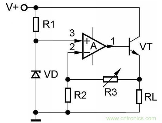 圖2 基本穩(wěn)壓電源簡(jiǎn)圖