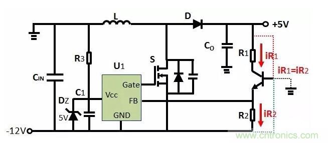 如何實(shí)現(xiàn)-12V輸入到+5V輸出?